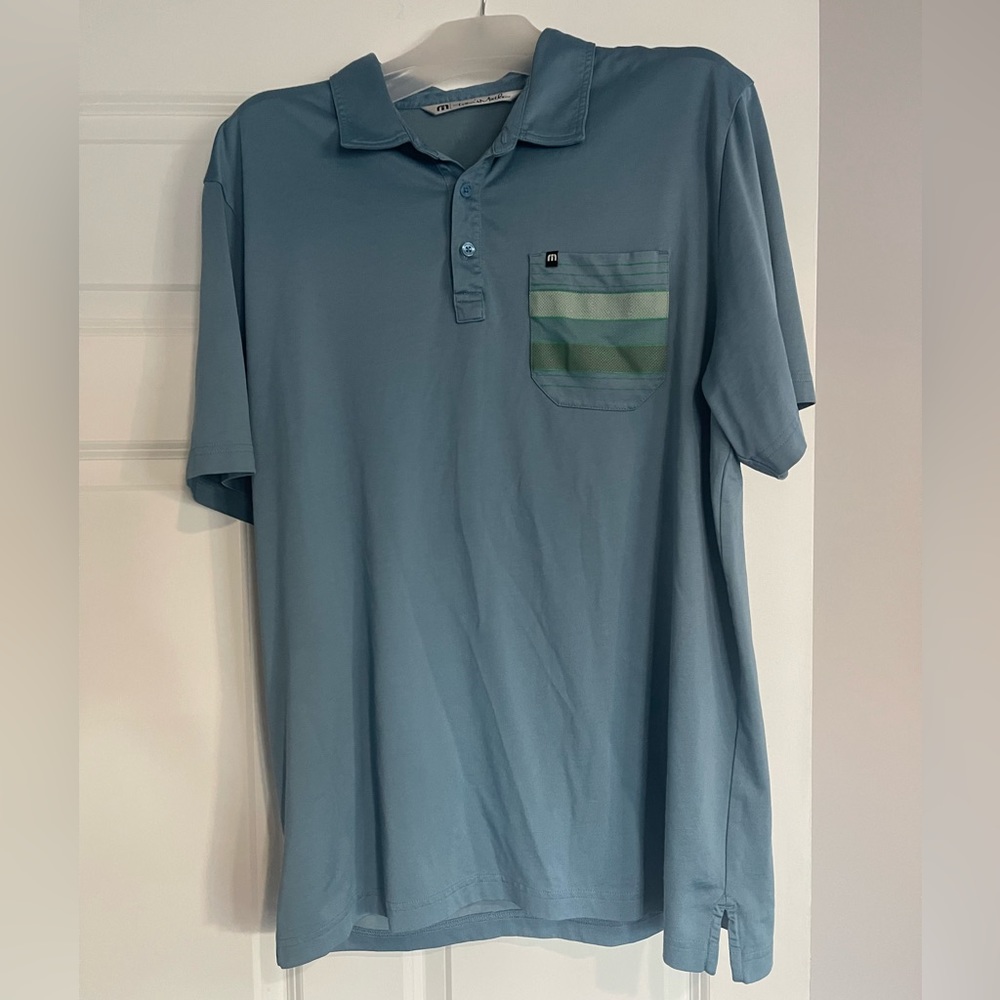 Travis Mathew Polo Shirt Men's Size XL Short Sleeve Blue Green Polo Shirt